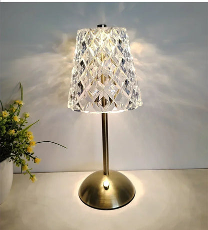 Crystal Touch Table Lamp, USB Rechargeable