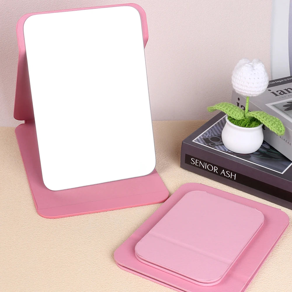 Foldable PU Leather Desktop Makeup Mirror