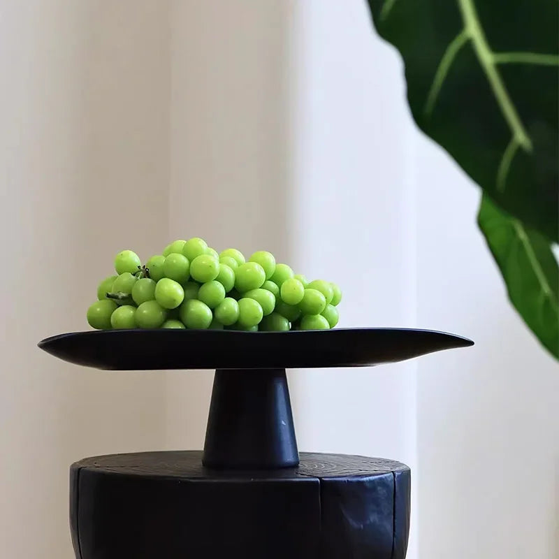 Pedestal Fruit Tray, Modern Resin Footed Dish, White or Black