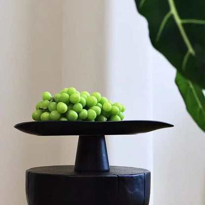 Pedestal Fruit Tray, Modern Resin Footed Dish, White or Black