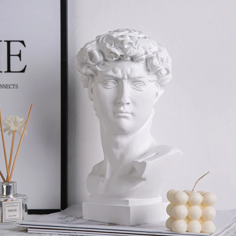 David Head Bust Statue, Resin Renaissance Sculpture Home Decor