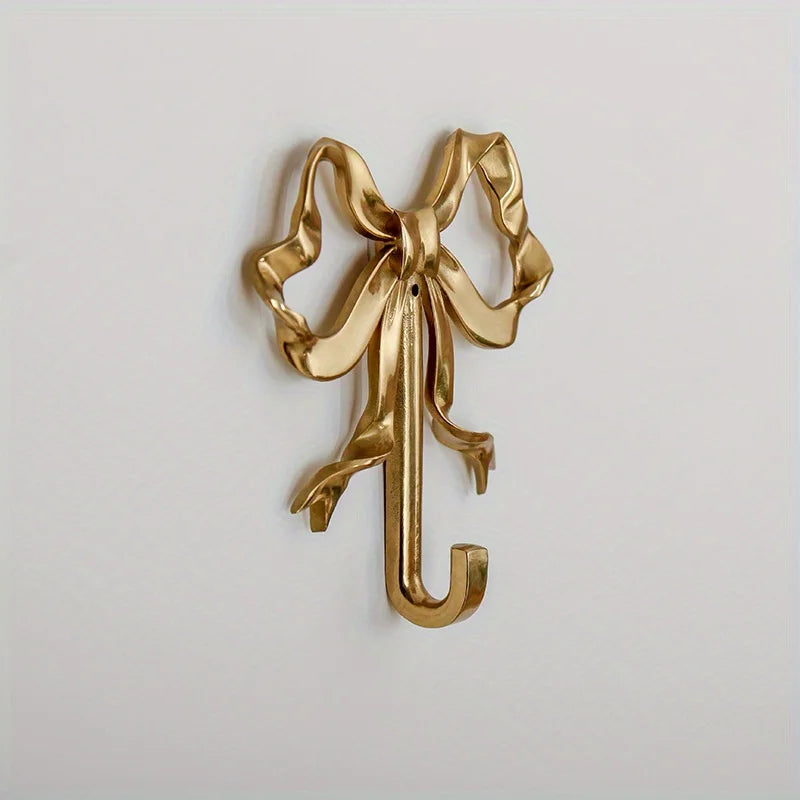 Gold Bow Wall Hook, Decorative Coat Hanger