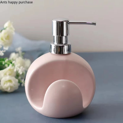 2-in-1 Ceramic Soap Dispenser with Sponge Holder