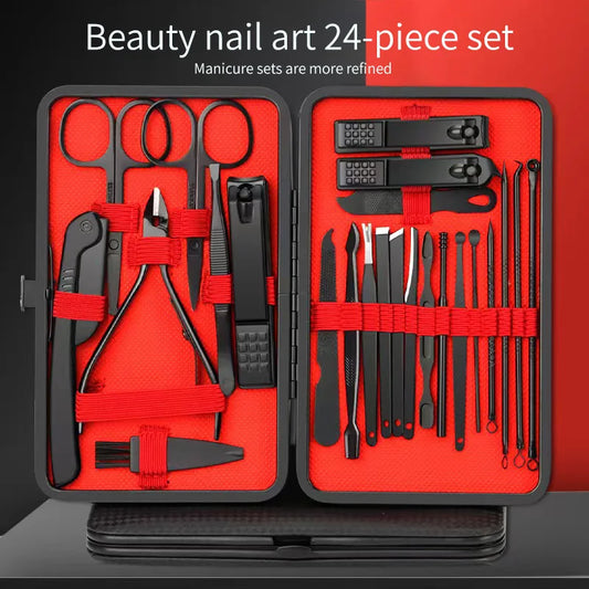 Black and Red Manicure and Pedicure Set