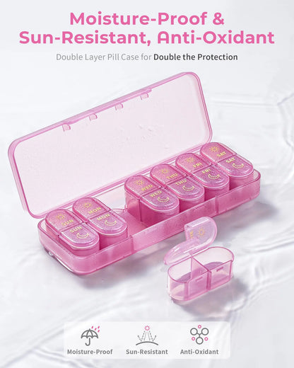 Weekly Pill Organizer, 7-Day AM/PM Travel Pill Box