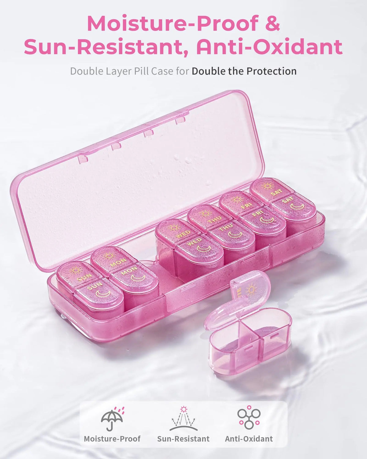 Weekly Pill Organizer, 7-Day AM/PM Travel Pill Box