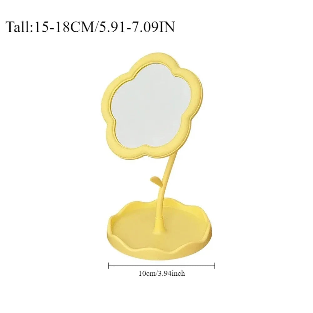 Flower Shaped Vanity Mirror, Cute Freestanding Desktop Makeup Mirror