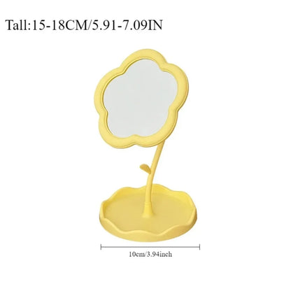 Flower Shaped Vanity Mirror, Cute Freestanding Desktop Makeup Mirror