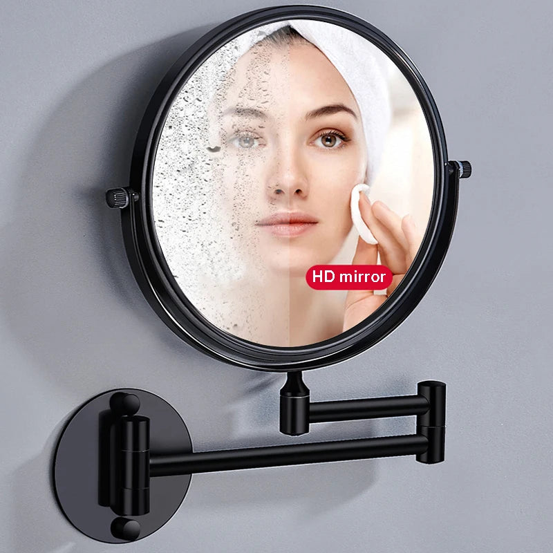 Round Wall Mirror, Double-Sided 360 Rotating Folding Arm Mirror