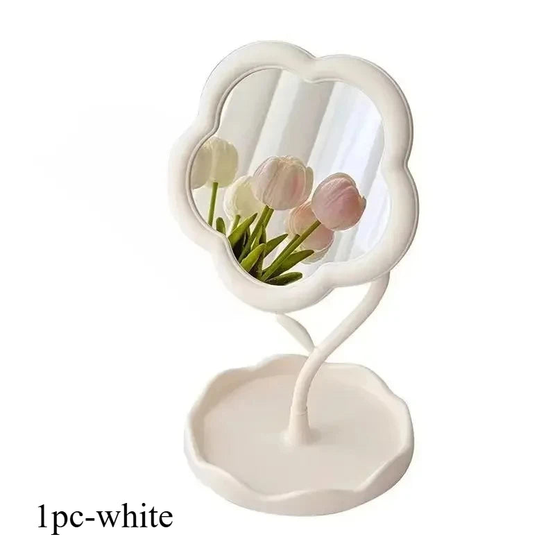 Flower Shaped Vanity Mirror, Cute Freestanding Desktop Makeup Mirror
