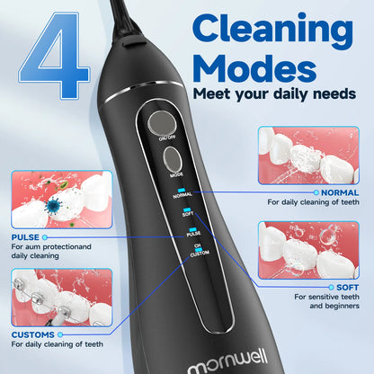 Cordless Rechargeable Water Flosser with 4 Nozzles