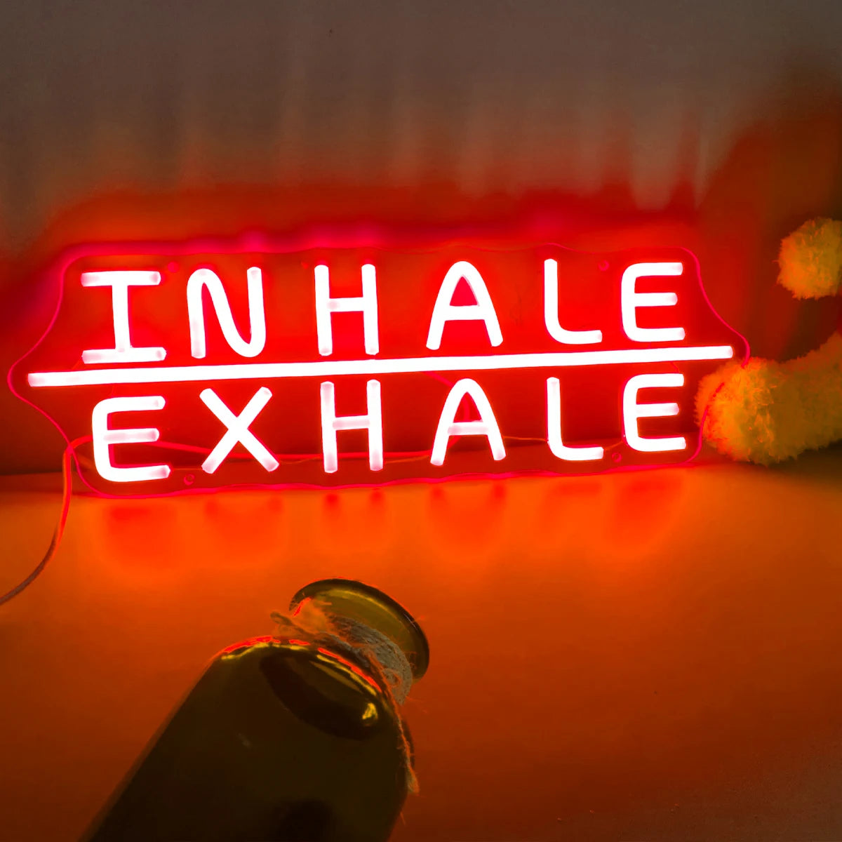 Inhale Exhale LED Neon Sign, USB Tabletop Light for Yoga Studio