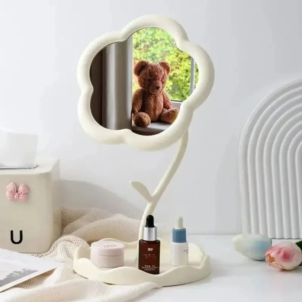 Flower Shaped Vanity Mirror, Cute Freestanding Desktop Makeup Mirror