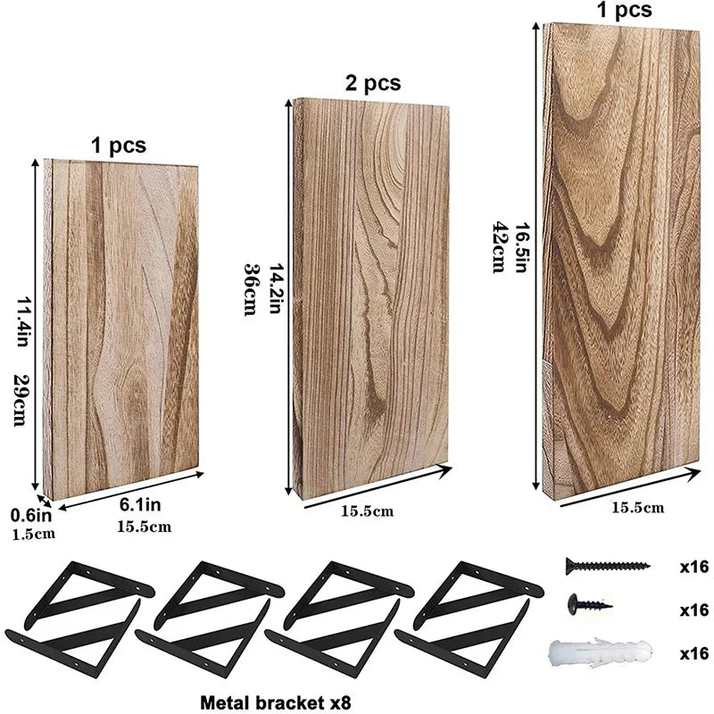 Wooden Floating Wall Shelf with Metal Frame