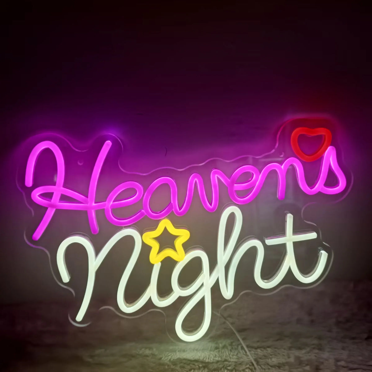 Heaven LED Neon Sign, Script Word Wall Light for Bedroom Decor