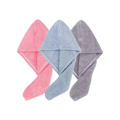 Hair Towel Wrap, Textured Quick Dry Button Hair Turban