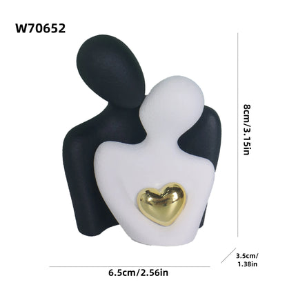 Couple Hugging Heart Sculpture, Modern Resin Love Figurine