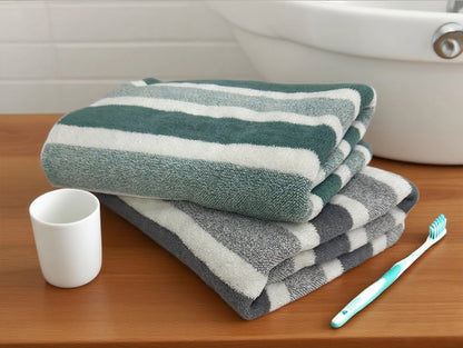 Striped Bath Towel, Quick Dry Lint-Free Towel, 70 x 130 cm