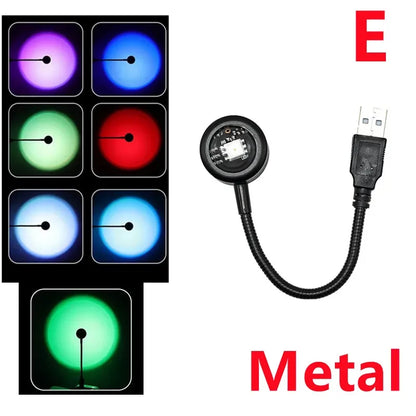 Rainbow Sunset Lamp Projector, USB LED Mood Light for Bedroom