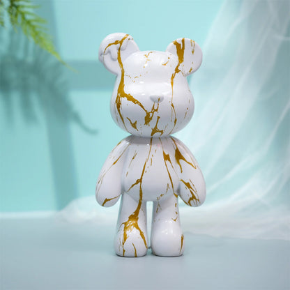 Fluid Bear Statue, Colorful Graffiti Resin Sculpture, 8 Inch