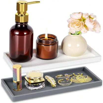 Silicone Vanity Tray, Soft Bathroom and Dresser Organizer Tray