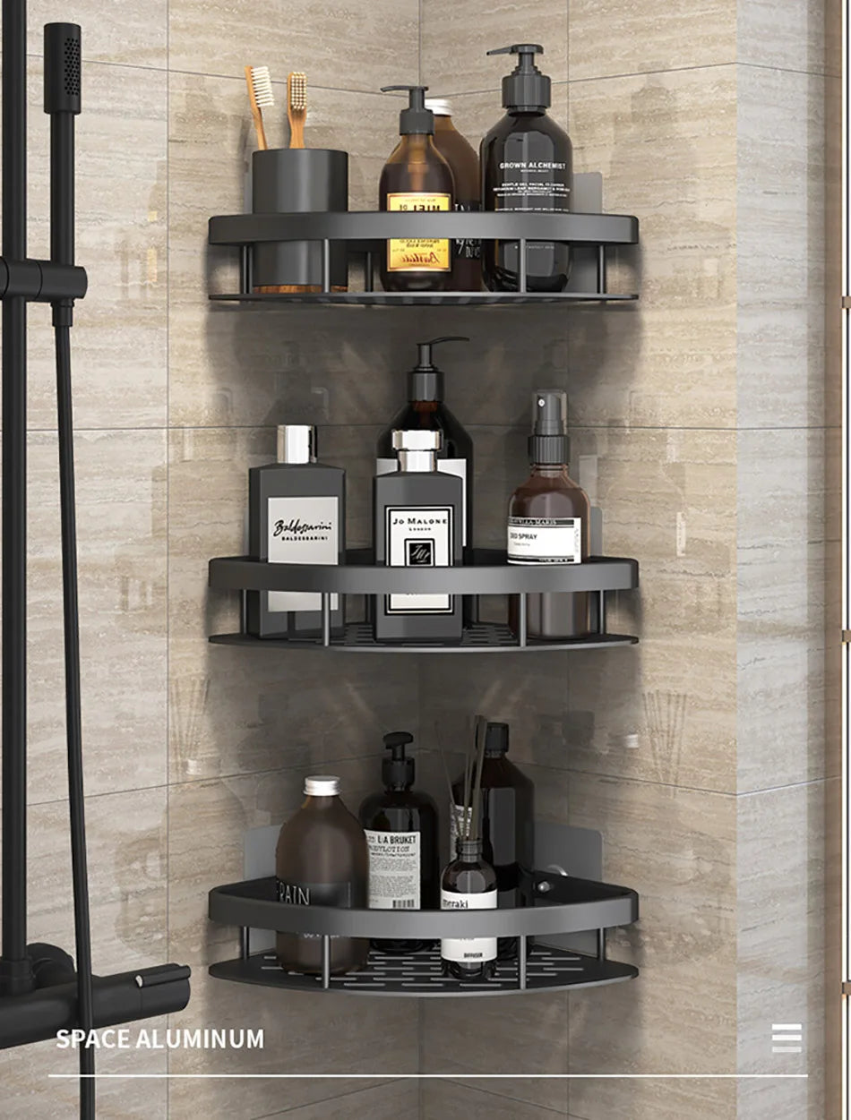Corner Shower Shelf, No Drill Aluminum Bathroom Caddy