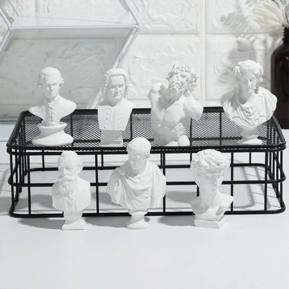 Mini Greek Bust Statue, Plaster Style Resin Figurine