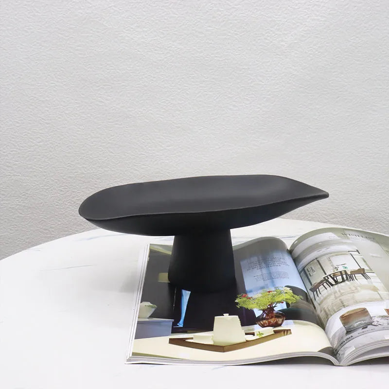 Pedestal Fruit Tray, Modern Resin Footed Dish, White or Black