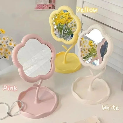 Flower Shaped Vanity Mirror, Cute Freestanding Desktop Makeup Mirror
