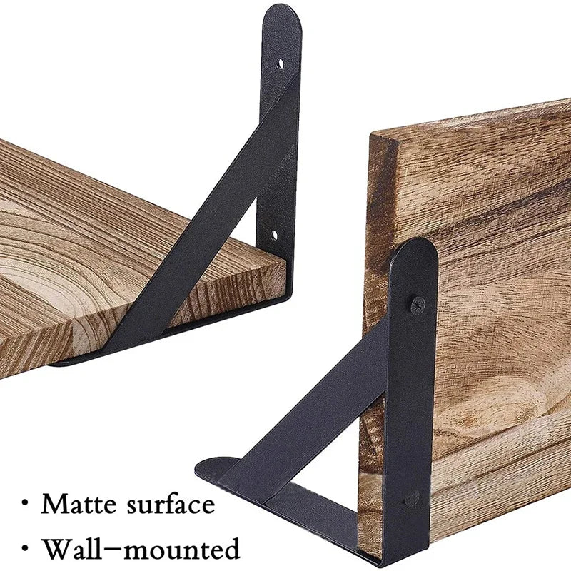 Wooden Floating Wall Shelf with Metal Frame