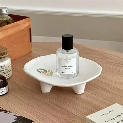 Ceramic Jewelry Tray, Oval Three-Legged Trinket Dish