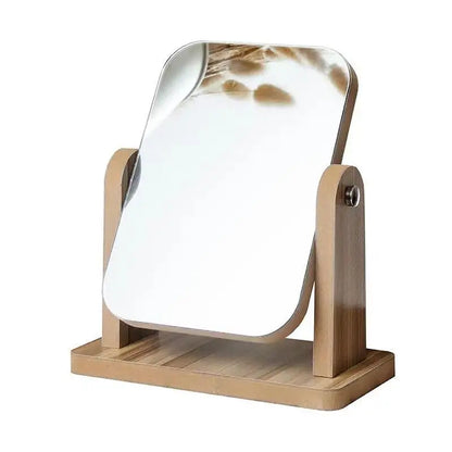 Rotating Wooden Makeup Mirror, Rectangle