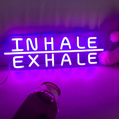 Inhale Exhale LED Neon Sign, USB Tabletop Light for Yoga Studio