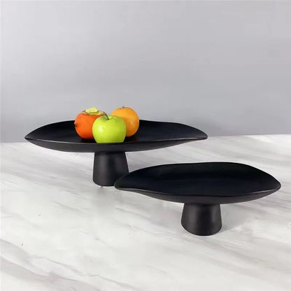 Pedestal Fruit Tray, Modern Resin Footed Dish, White or Black