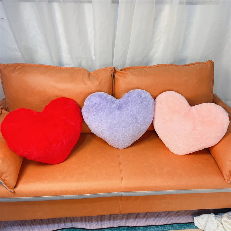 Pink Heart Throw Pillow, Soft Plush Cushion, 30 x 40 cm