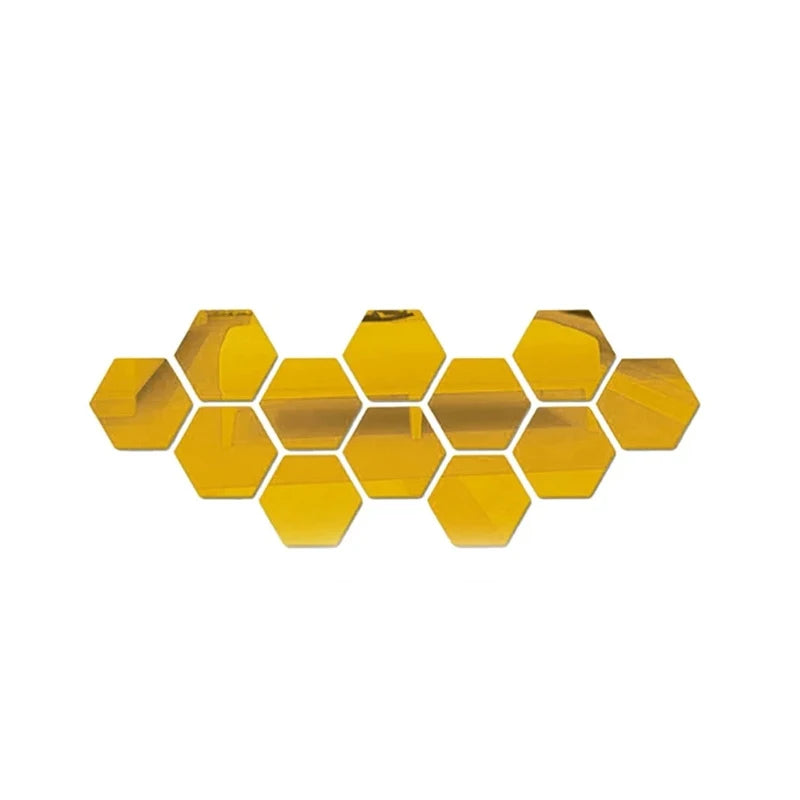 Hexagon Acrylic Mirror Wall Decals, 12 Pieces