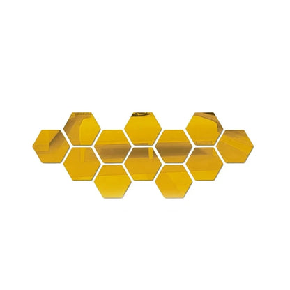Hexagon Acrylic Mirror Wall Decals, 12 Pieces