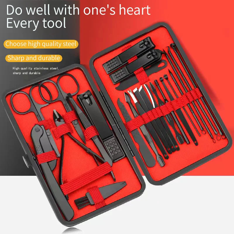 Black and Red Manicure and Pedicure Set