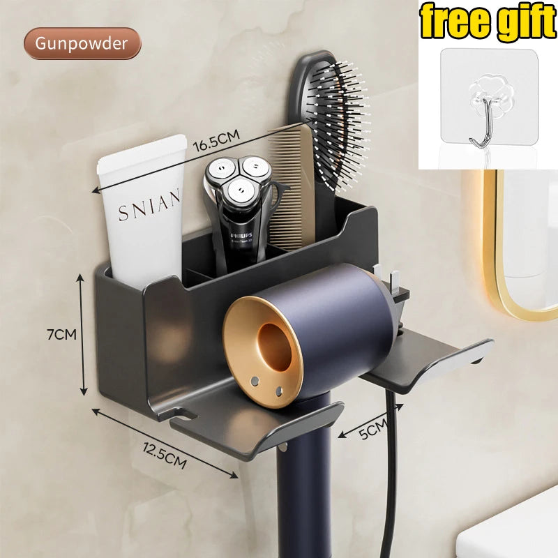Hair Dryer Holder, Wall Mounted Bathroom Styling Tool Rack