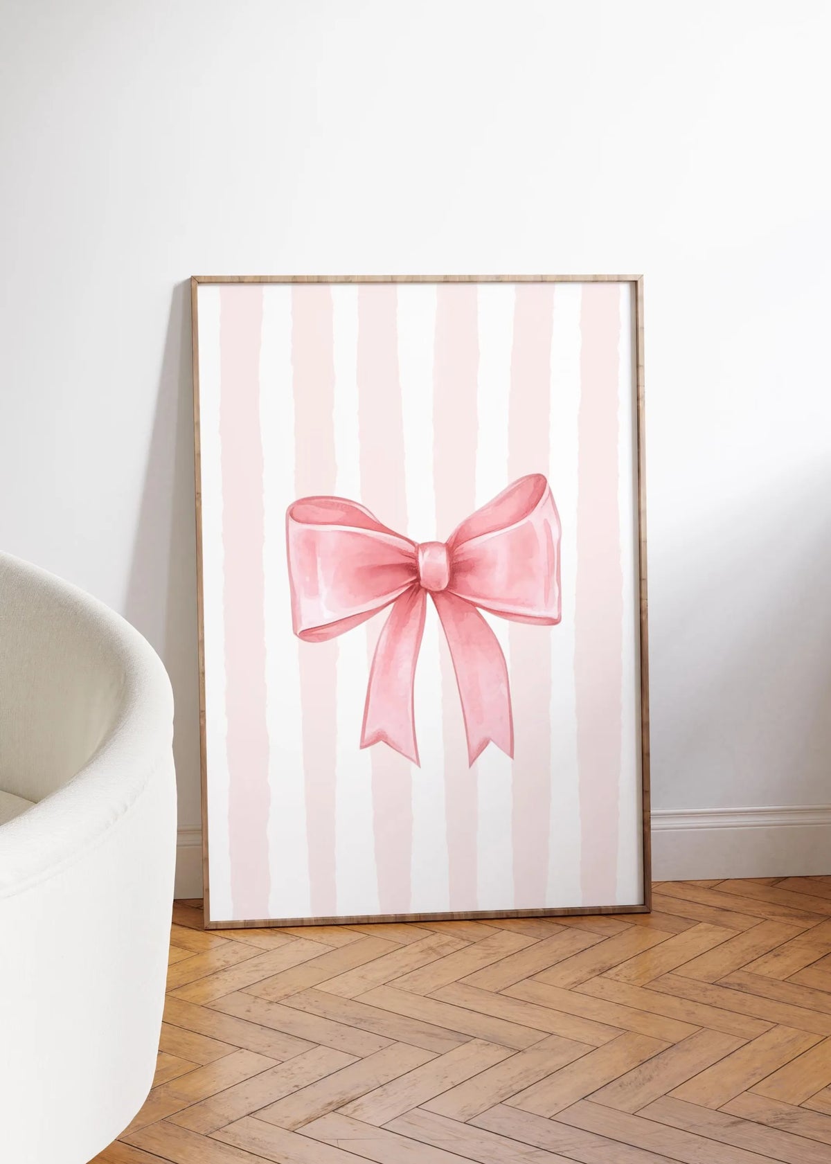 Pink Bow Canvas Art Print, French Pastel Coquette Wall Art