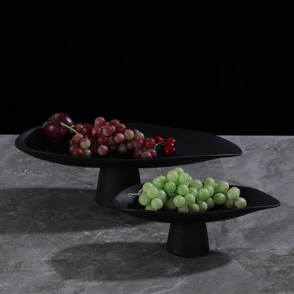 Pedestal Fruit Tray, Modern Resin Footed Dish, White or Black