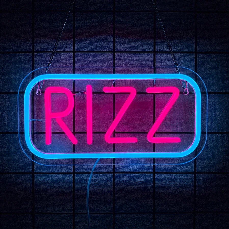 Rizz LED Neon Sign, USB Acrylic Wall Light for Game Room