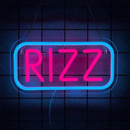 Rizz LED Neon Sign, USB Acrylic Wall Light for Game Room