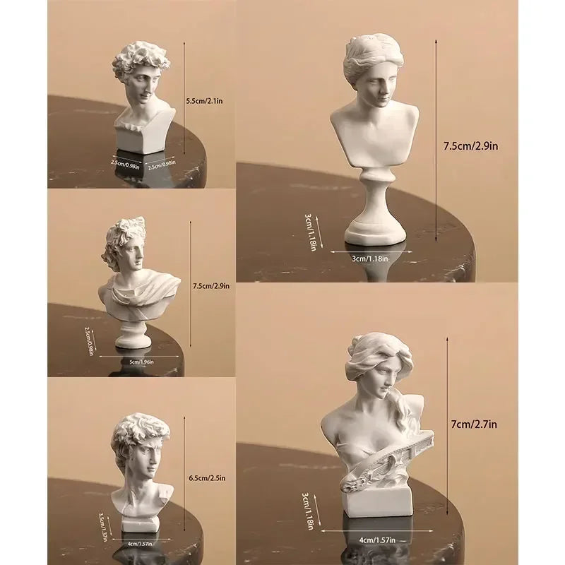 Mini David Bust Statue, White Resin Michelangelo Replica