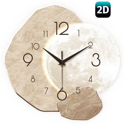 Moon Wall Clock, Silent Wooden Minimalist Clock, 12 to 16 Inch