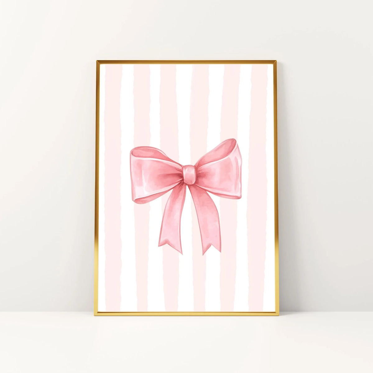 Pink Bow Canvas Art Print, French Pastel Coquette Wall Art