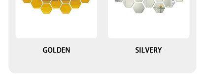 Hexagon Acrylic Mirror Wall Decals, 12 Pieces