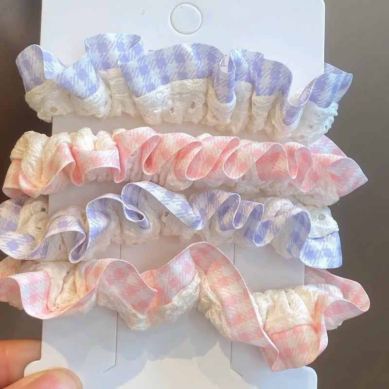 Satin Scrunchie Set, 4 Small Elastic Hair Ties