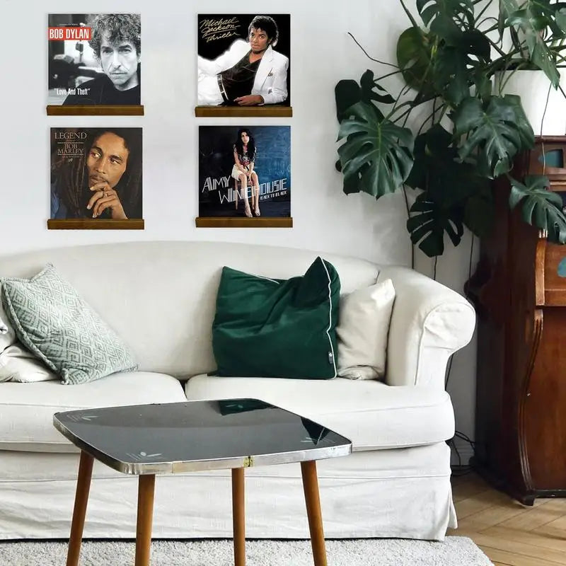 Vinyl Record Wall Holder, Solid Wood Now Playing Display Shelf