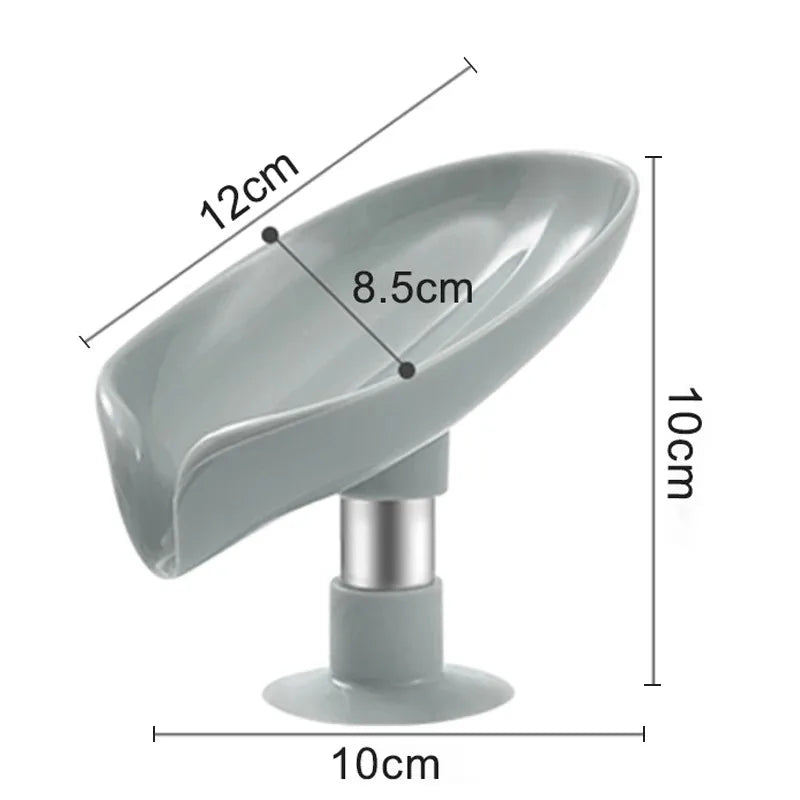 Leaf-Shaped Draining Soap Dish with Suction